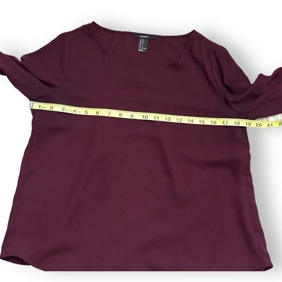 Forever 21 Purple Roll Tab Sleeve Chiffon Vented Back Blouse Sz Small - Picture 7 of 8